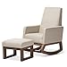 Baxton Studio Yashiya Mid Century Retro Modern Fabric Upholstered Rocking Chair, Light Beige