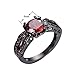 JunXin® Black Gold 8MM Round Dark Red Ruby CZ Filled Solitaire Ring Engagement Size5/6/7/8/9/10/11(6)
