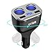 Car Charger,Otium 2-Socket Cigarette Lighter Adapter Socket Splitter Separate Switch 12/24V 80W with LED Battery Voltage Display+ Dual USB Car Charger Adapter 3.4A For iPhone iPad, Android Samsung GPS