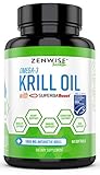 Krill Oil - 1300 MG Omega-3 Supplement for Men & Women - 60 Liquid Softgels With Vitamin A, EPA & DHA Fatty Acids - Supports Heart, Brain, Joints & Immune System - Sourced From Pure Antarctic waters