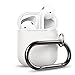 elago AirPods Hang Case [White] - [Compatible with Apple AirPods 1 & 2; Front LED Not Visible][Supports Wireless Charging][Extra Protection] [Added Carabiner] - for AirPods 1 & 2