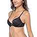 WingsLove Women's Everyday Basic Seamless Lightly Padded Underwire Plunge Demi T-Shirt Bra, Black, 38B