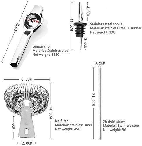 LKNJLL Bar Set, 20-teilig Edelstahl Cocktail Shaker Bar Werkzeuge, mit drehendem Ausstellungsstand und Rezepte Booklet… – Bild 5