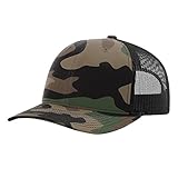 Twill Mesh Back Trucker Snapback Hat -- GREEN CAMO/BLACK