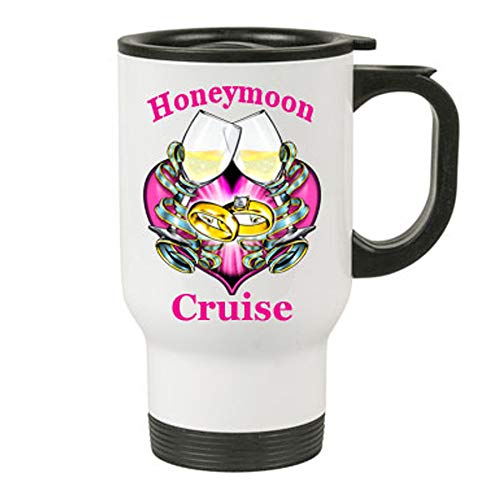 Cruise Travel Mug. White travel mug with cruising and/or
