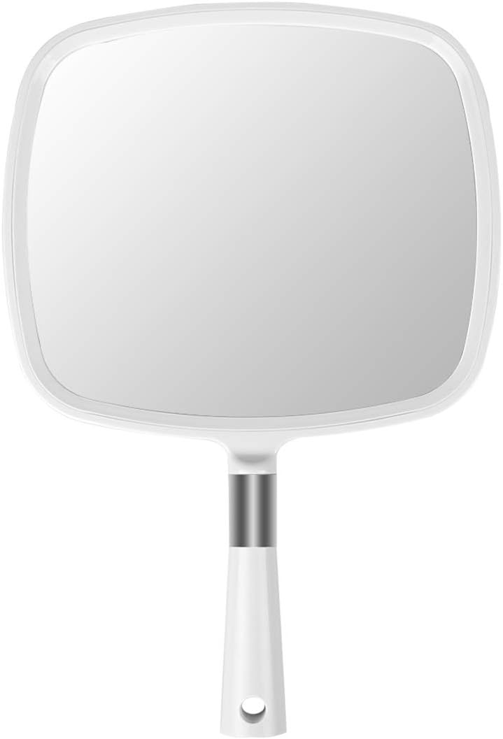 Snowflakes Large Handheld Mirror with Handle-Hang Makeup Mirror Hairdresser Mirror.(White): Furniture & Decor