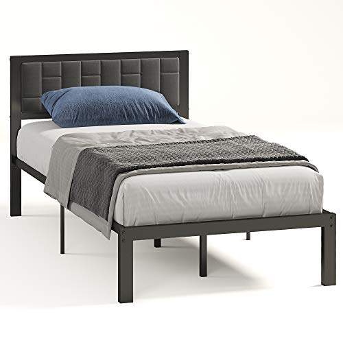 LIKIMIO Twin Bed Frame with Headboard, Platform Metal Bed Twin with