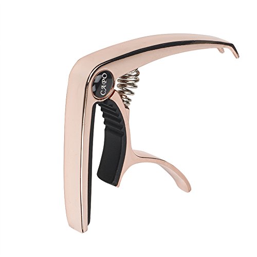 ZEALUX Multifunctional Guitar Capo for Guitars, Ukulele, Banjo, Mandolin, Bass. Ultra Lightweight Aluminum Metal for 4 & 6 & 12 String Instruments - Premium Accessories (Rose Gold)