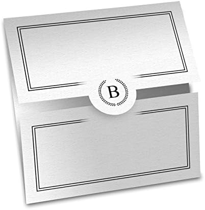 Monogram Stationery Cards, Initial B - Elegant Style (Boxed Set of 12 Blank Cards - Envelopes Included)