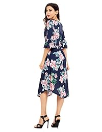 Vestido de verano con bolsillo suelto y manga 3 4 para mujer