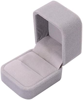 Switchali Fashion Velvet Presentation Gift Jewellery Ring Necklace Bracelet Display Box Case (A, Gray)