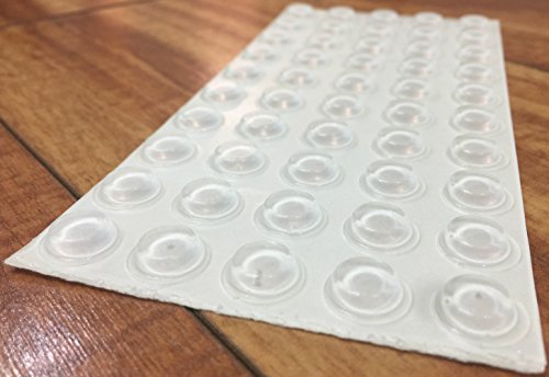 Clear Soft Close Cabinet Door Bumpers - Made in USA - 1/2" Diameter Sound Dampening Adhesive Transparent Rubber Pads - Circular Flat Top 50 PCs