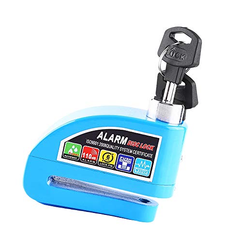 Cuque Disc Brake Lock Motorcycle Anti-Theft Brake Lock Scooter Bicycle Security Alarming System with 2 Keys(Blue)