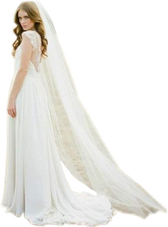 Lianshi Wedding Bridal Veil Single Layer 3m Cathedral Veil with comb
