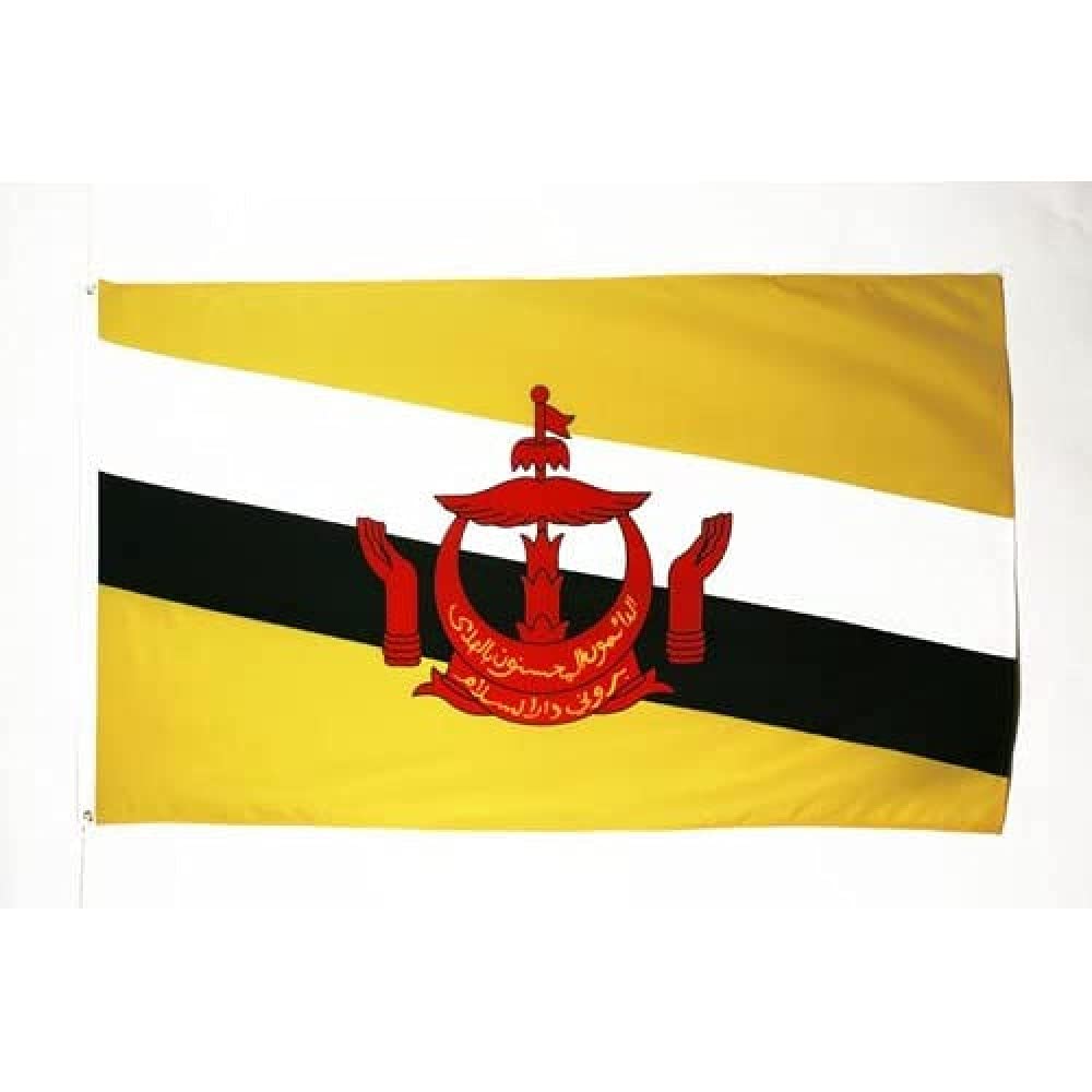 AZ FLAG - Brunei Flag - Large 5x8 Ft - 100D Polyester Bruneian Big Banner with Two Metal Grommets - Fade Resistant - Vivid Colors - 5' x 8' Feet - 250x150 Cm