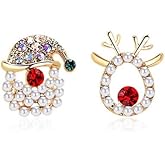 Christmas Earrings for Women,Sparkling Rhinestone Xmas Earrings Santa Hat Elk Stud Earrings Xmas Holiday Earring Christmas Jewelry Stocking Stuffers for Women
