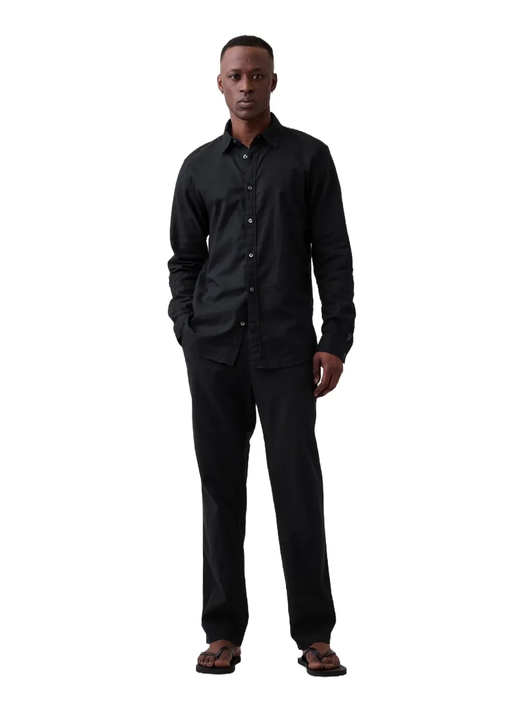 GAP Mens Linen Straight Pant Black 34×32