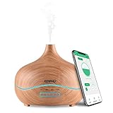 RENPHO 300ml Cool Mist Humidifier,Aromatherapy Diffuser,Ultrasonic Aroma Essential Oil Diffuser for Office Home Bedroom,Waterless Auto Shut-off and 7 Color LED Lights Changing - Wood Grain