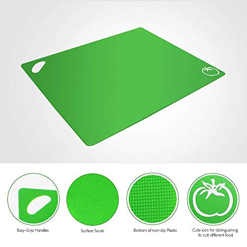 image for NIROLLE Flexible Plastic Cutting Board Mats Set, Colored Kitchen Mats 