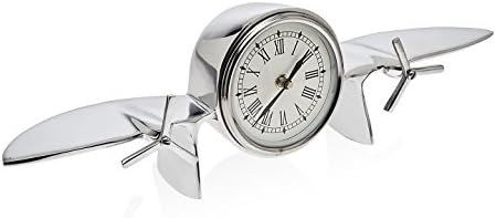 godinger Vintage Inspired Stainless Steel Airplane Roman Numeral clock