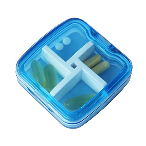 Square Pill Organizer Box 4 Compartment Travel Medication Carry case