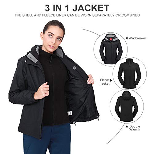 CAMEL CROWN Women's Waterproof Ski Jacket 3in1 Winter Coat