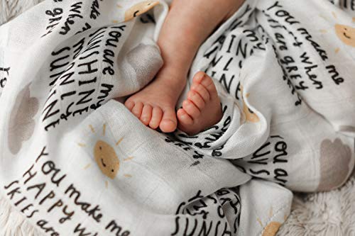 HexNex London UK You Are My Sunshine Baby Muslin Square - 100% Bamboo - 60cm Square - Super Soft Fabric