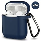 AirPods Case,SATLITOG Protective Silicone Cover Compatible with Apple AirPods 2 and 1(Not for Wireless Charging Case)(Dark Blue)