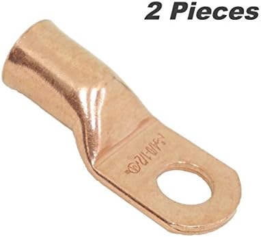 Selterm 2 Pack 6 Ga. 3/8" Stud UL Heavy Duty Lugs Battery Cable Bare Copper Eyelet Lug