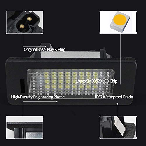 Car License Plate Light 24-SMD LED Free Error For BMW 1 Series E82 E88, 3 Series E90 E90N E91 E92 E93 M3 E46 CSL, 5 Series E39 E60 E60N E61, X Series E70 E71 Rear Number Plate Lamp Direct Replacement - Thumbnail 3