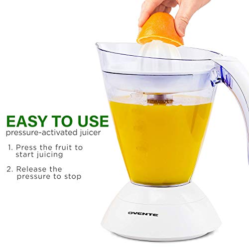 Ovente Electric Citrus Juicer Extractor 34 Ounce Pitcher with Manual