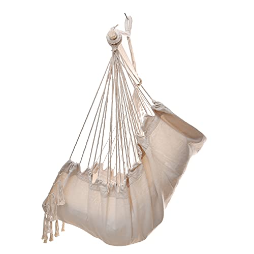 Oneplix Makramee Hängesessel (L100xB95xH130 cm) mit 2 Kissen, Tragetasche und Bücherfach/Hängematte, Hängesitz für… – Bild 4