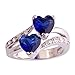Emsione 925 Sterling Silver Plated Created Heart Tanzanite Womens Ring