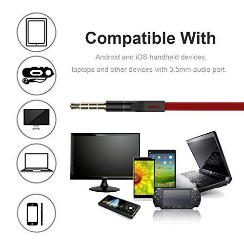 Headphones, Earbuds Earphones with Microphone and Volume Control, Wired Headphones for Smartphone Compatible with 3.5 mm Corded Headsets Red - Thumbnail 6