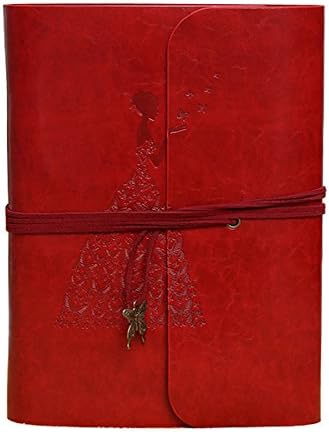 Photo Album Scrapbook Genuine Leather DIY Album Travel Memory Book 30 Sheets 60 Pages 3x5 Photos for Family Wedding Graduation Anniversary Gift(Large Red Butterfly Girl)
