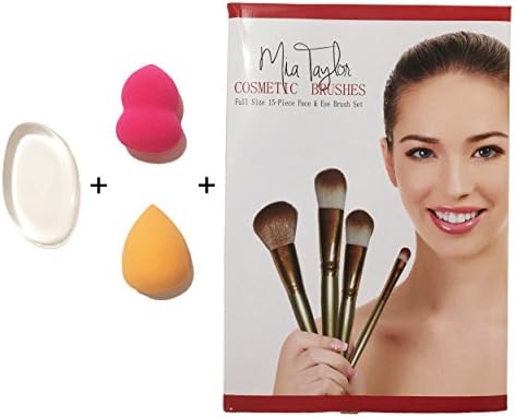Makeup Brush Set. 15 Soft Makeup Brushes including Contour Brush and Stippling Brush. Also, a Bonus Sponge Blender and a Silicone Makeup Sponge! All In One Exclusive Cosmetic Brush Set