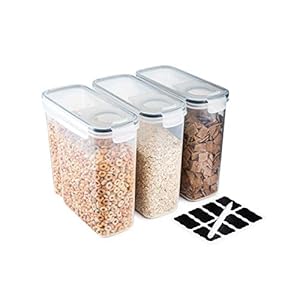 Cereal-Storage-Containers--3Pcs-Set-Plastic-Food-Storage-Containers--Practical-Cereal-Dispenser--Food-Grade-and-BPA-Free--Durable-and-Easy-to-Use--Ideal-for-Cornflakes-Flour-Storage nuovva Cereal Storage Containers – 3Pcs Set Plastic Food Storage Containers – Practical Cereal Dispenser – Food Grade…