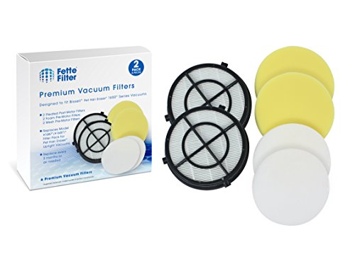 Fette Filter - Filter Pack Compatible with Bissell Style 16871, 1608861 & 1608860 Pet Hair Eraser Upright Vacuum and Vacuum Model 1650 Series (4 Pre-Motor Filters and 2 Post-Motor Filters)