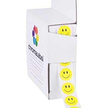 ChromaLabel Happy Face Stickers | 1,000/Dispenser Box (1/2 inch)