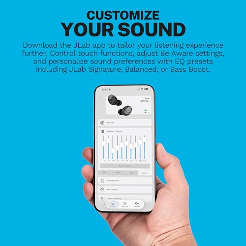 JLab Go Air Pop+, True Wireless Earbuds, Bluetooth Earbuds with Microphone, Dual Connect, EQ3 Sound, Light Blue