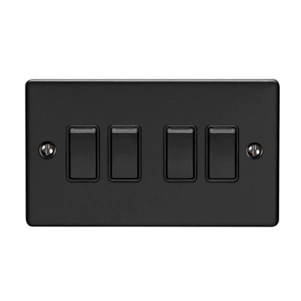 4 GANG 10AMP 2WAY SWITCH MATT BLACK ENHANCE RANGE BLACK TRIM — image 1