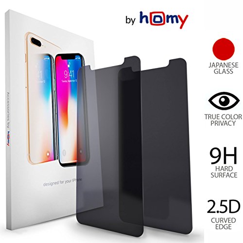 [2-Pack] NEW iPhone X Privacy Screen Protector Made of Premium Black Japanese Tempered Glass, 2.5D Ultra Thin Anti Spy Filter, Bubble Free, Anti Fingerprint, Case Friendly Shield by Homy