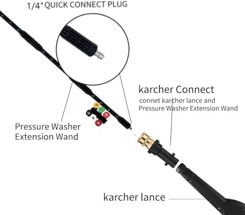 Pressure Washer Extension Lead with Karcher Adapter Compatible for Karcher K Series K2 K3 K4 K5 K6 K7, 4000PSI Gutter Cleaning Tools Extension Lance 10 Pack