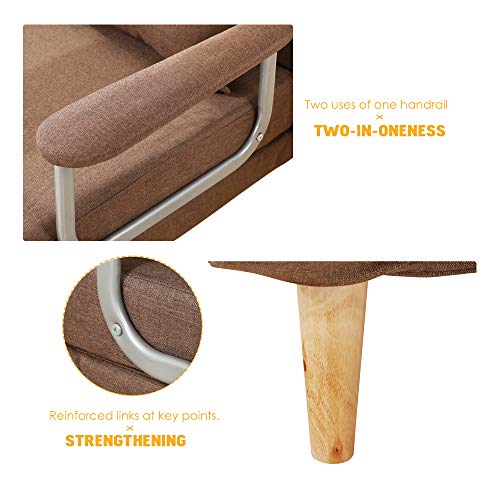windaze Folding Sofa Bed Portable Sleeper Chaise Lounges with Detachable Armrest and Memory Foam Mattress,Leisure Recliner Lounge Couch Guest(Coffee)