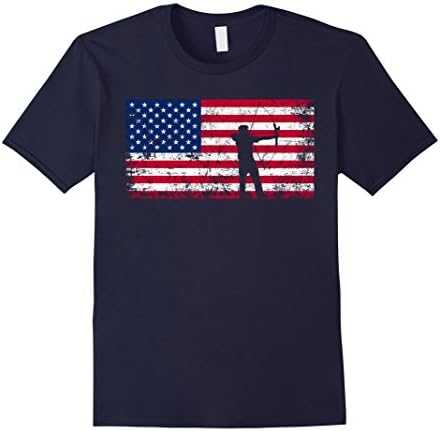 Men's American Flag Archery T-shirt - Archery Team Gift XL Navy