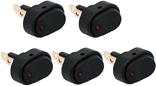 MotoCity 30 Amp 12 Volt LED ON-OFF Rocker Switch For Car Motorcycle Boat Marine 5 Pack (Red)