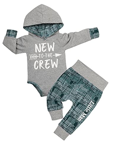 Fommy Baby Boy Clothes 0-3 Months newborn boy New to The Crew Hoodies+Long Pants 2PCS Outfits Set clothes for newborn boys