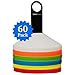 Global Astral Disc Cones - Set of 60, Soccer Disc Cones, Agility Cones For Sports, Drills, Football, Basketball, Slalom, Training, Exercise, Kids, Lacrosse - Field Markers Multi Color Training Cones