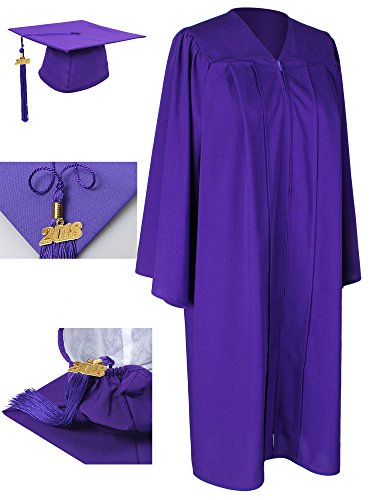 GraduationForYou Matte Graduation Gown Cap Tassel With 2018 2020 Year Charm Black - View #4