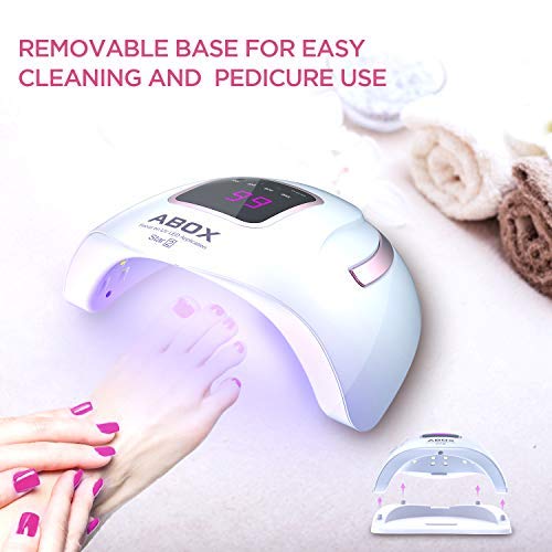 UV LED Nail Lamp, ABOX Star2 72W Nail Dryer Fast Dry for Gel Nails Polish Curing with 36 pcs LEDs, 4 Timer Setting, Auto Senor, LCD Display, Detachable Base, Gel Polish Lamp for Home and Salon - Thumbnail 5